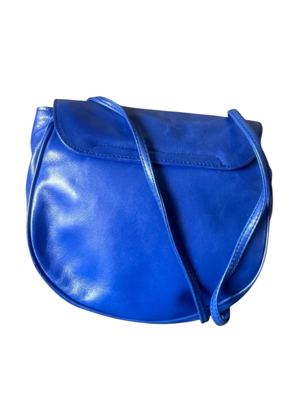 Vintage 1980s Bally Cobalt Blue Leather Triangle Logo Crossbody Shoulder Bag - Picture 5 of 8